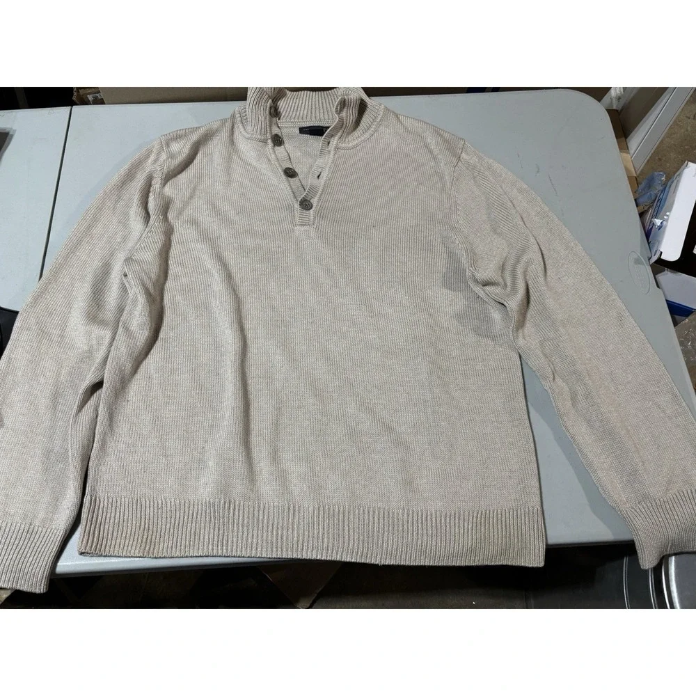 Banana Republic Silk Cashmere Men's Gray ‎  1/4 Button Up XL